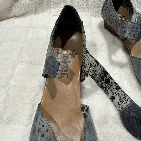 Rieker Women's Gray Leather Shoes - Picture 4 of 5